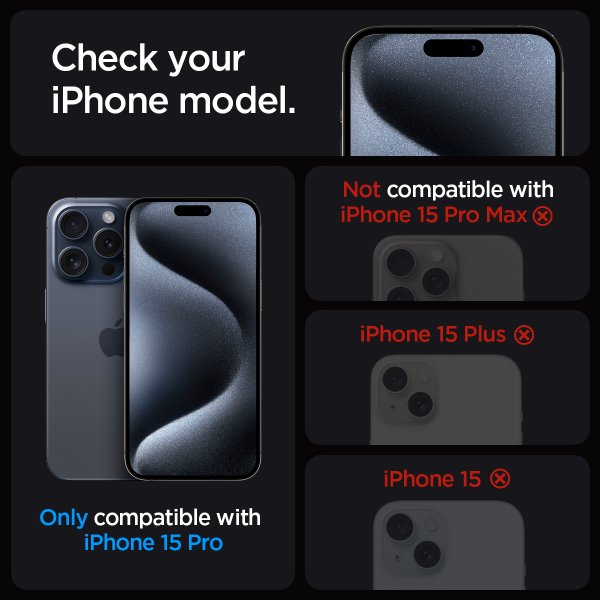 Spigen iPhone 15 Pro Skjermbeskytter GLAS.tR EZ Fit FC Svart 2-pack