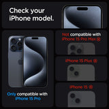Spigen iPhone 15 Pro Skjermbeskytter GLAS.tR EZ Fit FC Svart 2-pack