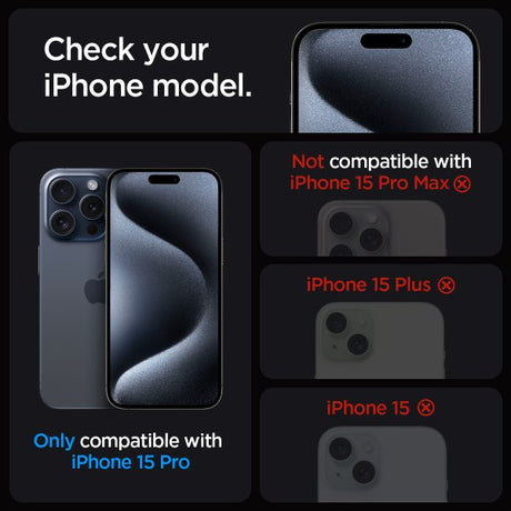 Spigen iPhone 15 Pro Skjermbeskytter GLAS.tR EZ Fit FC Svart 2-pack