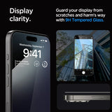 Spigen iPhone 15 Pro Skjermbeskytter GLAS.tR EZ Fit FC Svart 2-pack