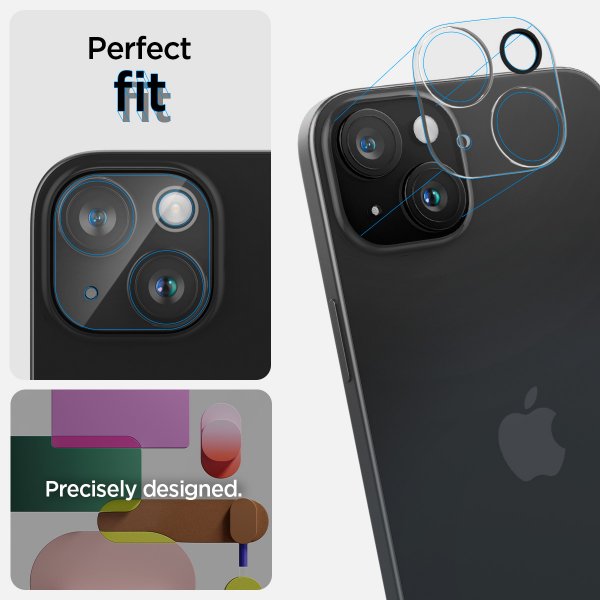Spigen iPhone 14/15/14 Plus/15 Plus Kamerabeskytter Glas.tR Optik Crystal Clear 2-pakning