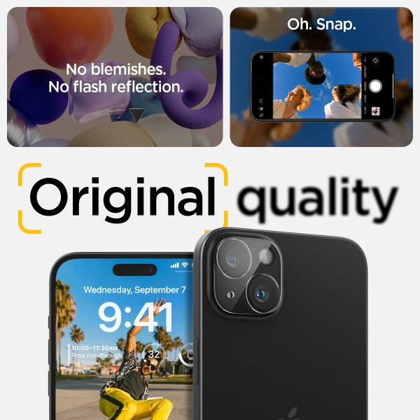 Spigen iPhone 14/15/14 Plus/15 Plus Kamerabeskytter Glas.tR Optik Crystal Clear 2-pakning