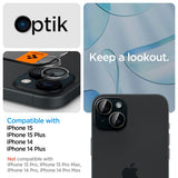 Spigen iPhone 14/15/14 Plus/15 Plus Kamerabeskytter GLAS.tR EZ Fit Optik Pro Crystal Clear 2-pakning