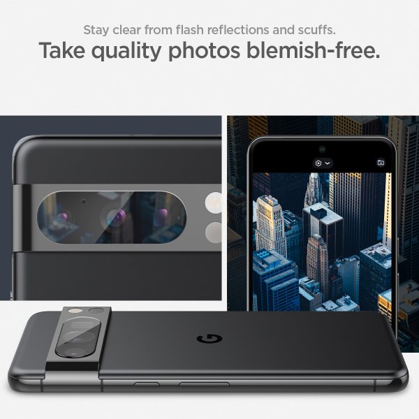 Spigen Google Pixel 8 Pro Kamerabeskytter Glas.tR EZ Fit Optik Crystal Clear 2-pakning