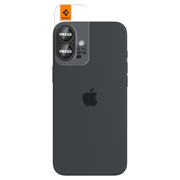 Spigen iPhone 16/iPhone 16 Plus Kamerabeskytter GLAS.tR EZ Fit Optik Pro 2-pakning Svart