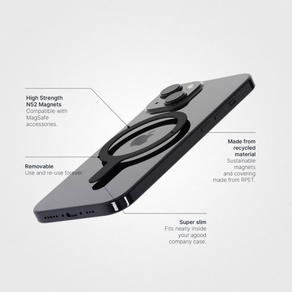 agood company Avtagbar MagSafe ring Svart