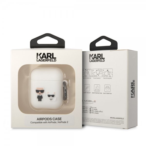 Karl Lagerfeld AirPods 1/2 Deksel 3D Logo Hvit