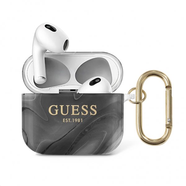 Guess AirPods 3 Deksel Shiny Marble Svart