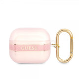 Guess AirPods 3 Deksel Printed Stripe & Gold Hook Rosa