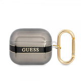 Guess AirPods 3 Deksel Printed Stripe & Gold Hook Svart
