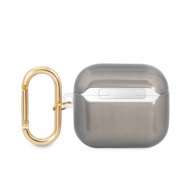 Guess AirPods 3 Deksel Printed Stripe & Gold Hook Svart