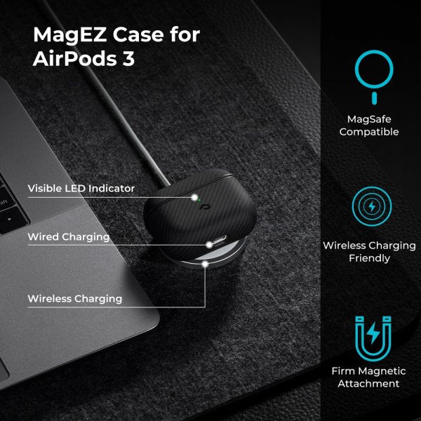 Pitaka AirPods 3 Deksel MagEZ Case Svart