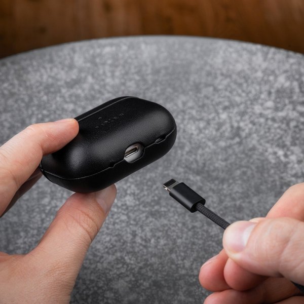 Fixed AirPods 3 Deksel PodsLeather MagSafe Svart