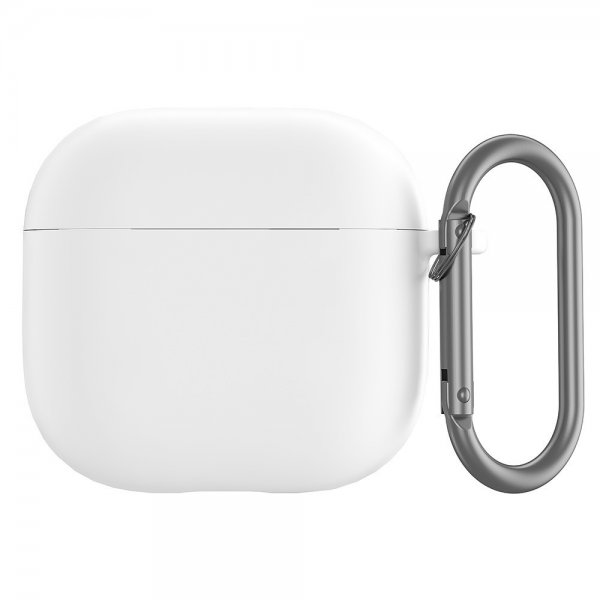 AirPods 4 Deksel i Silikon med Karabinkrok Hvit