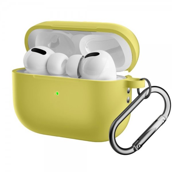 AirPods Pro 2 Deksel i Silikon med Karabinkrok Gul