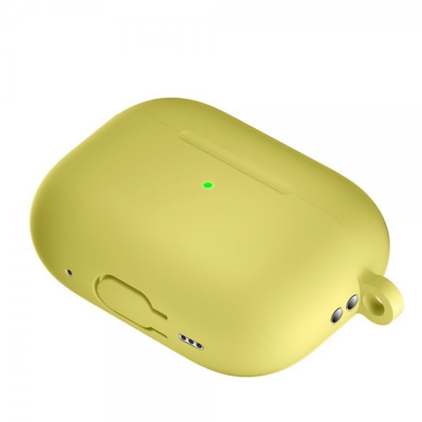 AirPods Pro 2 Deksel i Silikon med Karabinkrok Gul
