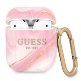 Guess AirPods (1/2) Deksel Shiny Marble Rosa