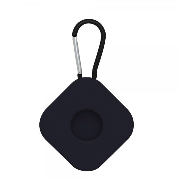 Apple AirTag Holder i Silikon med Karabinkrok Square Svart