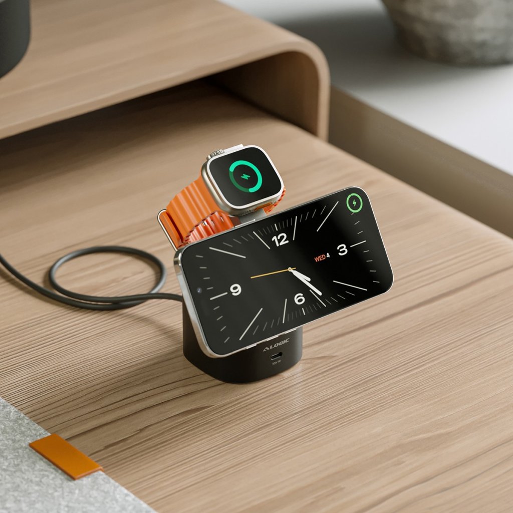 Alogic Trådløs lader PowerPod 4-in-1 Qi2 Svart