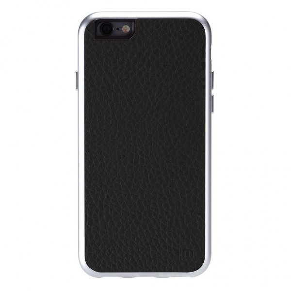 Just Mobile iPhone 6/6s Skall AluFrame Leather Svart Sølv