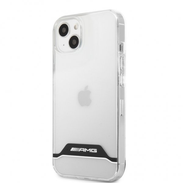 AMG iPhone 13 Mini Deksel Electroplated Horizontal Stripes Hvit Transparent