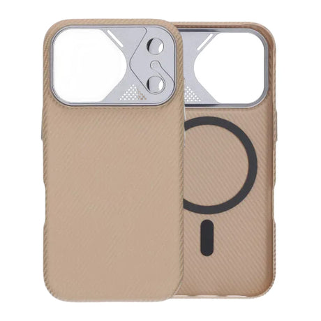 iPhone 17 Pro Max Deksel med karbonfibermønster MagSafe Beige