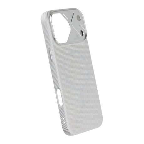 iPhone 17 Pro Max Deksel med karbonfibermønster MagSafe Sølv