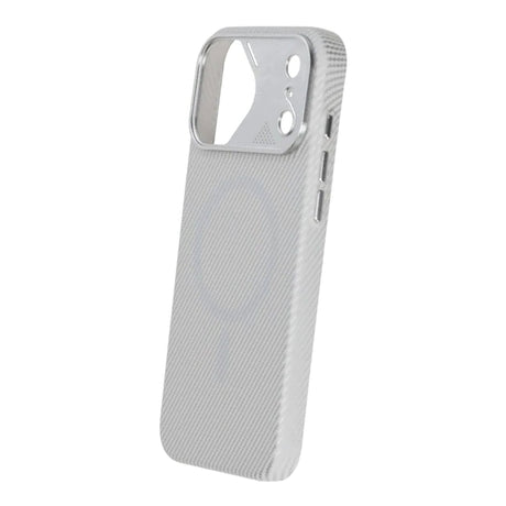 iPhone 17 Pro Max Deksel med karbonfibermønster MagSafe Sølv