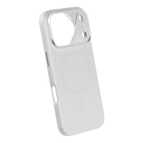 iPhone 17 Pro Deksel med karbonfibermønster MagSafe Sølv