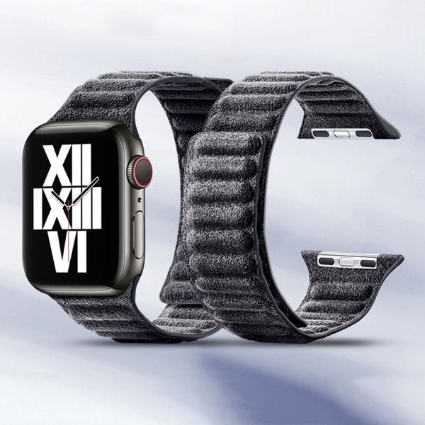 Apple Watch 38/40/41/42mm Armbånd Semsket skinn Svart