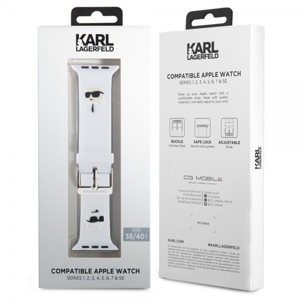 Karl Lagerfeld Apple Watch 38/40/41/42mm Armbånd Rubber NFT Karl & Choupette Hvit