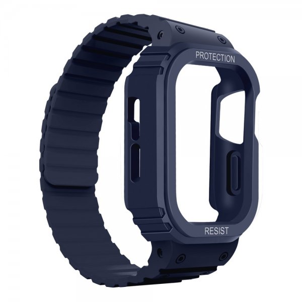 Apple Watch 40/41mm Armbånd med Deksel Silikon Magnetlås Blå