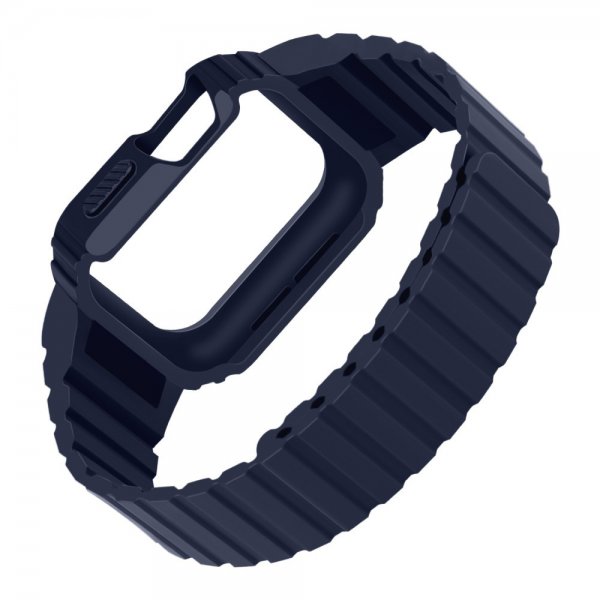 Apple Watch 40/41mm Armbånd med Deksel Silikon Magnetlås Blå
