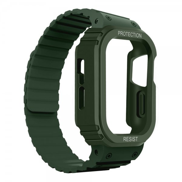 Apple Watch 40/41mm Armbånd med Deksel Silikon Magnetlås Grønn