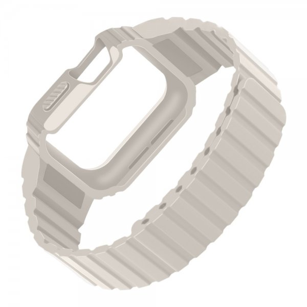 Apple Watch 40/41mm Armbånd med Deksel Silikon Magnetlås Hvit