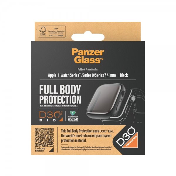 PanzerGlass Apple Watch 41mm Deksel Skjermbeskytter Full Body Protector Svart