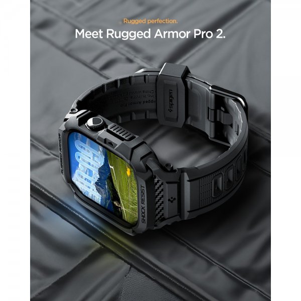 Spigen Apple Watch 42mm (Series 10/11) Armbånd Rugged Armor Pro 2 Matte Black