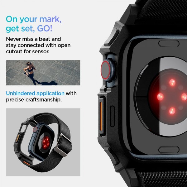 Spigen Apple Watch 42mm (Series 10/11) Armbånd og Deksel Lite Fit Pro Matte Black