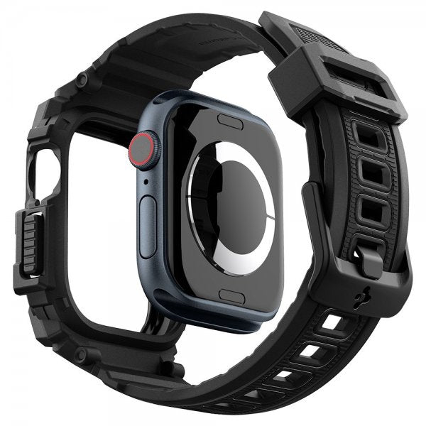 Spigen Apple Watch 42mm (Series 10/11) Armbånd og Deksel Rugged Armor Pro Matte Black