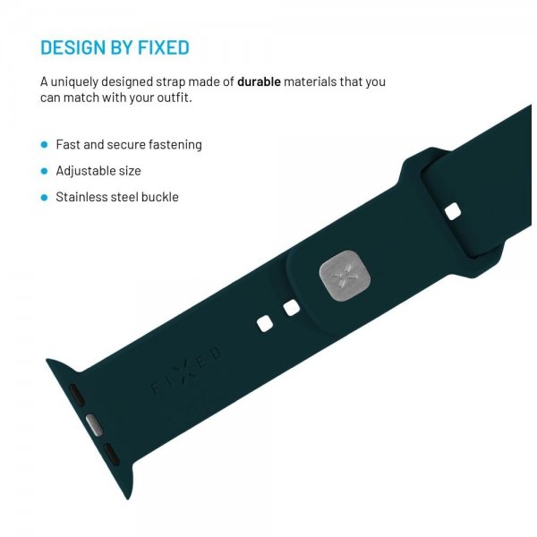 Fixed Apple Watch 44/45/46mm Armbånd Silicone Sporty Strap Mørkegrønn