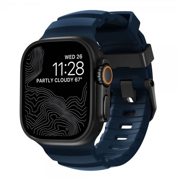 Nomad Apple Watch 44/45/46mm/Ultra 49mm Armbånd Rocky Point Svart Atlantic