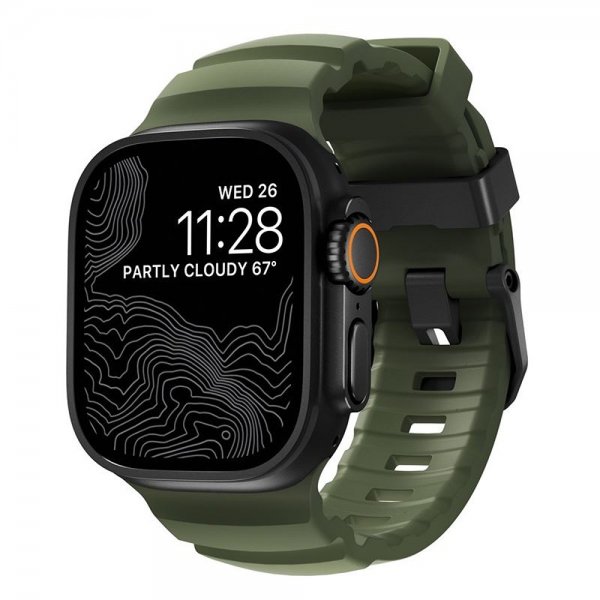 Nomad Apple Watch 44/45/46mm/Ultra 49mm Armbånd Rocky Point Svart Forest