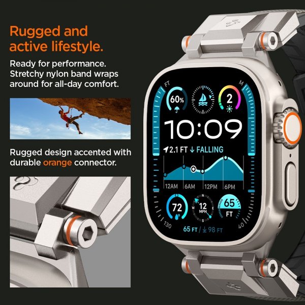 Spigen Apple Watch 44/45/46mm/Watch Ultra 49mm Armbånd DuraPro Armor Grå