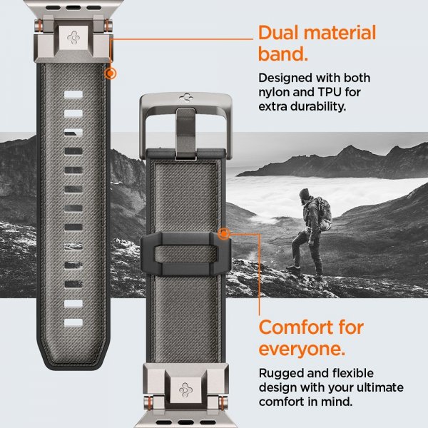 Spigen Apple Watch 44/45/46mm/Watch Ultra 49mm Armbånd DuraPro Armor Grå