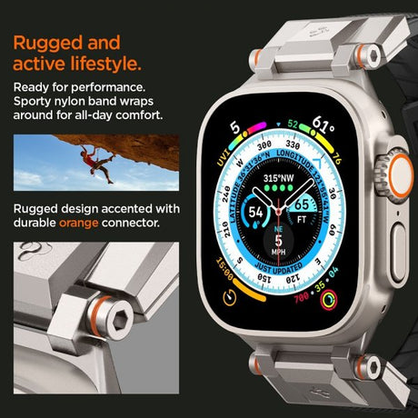 Spigen Apple Watch 44/45/46mm/Watch Ultra 49mm Armbånd DuraPro Armor Svart