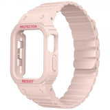 Apple Watch 44/45mm Armbånd med Deksel Silikon Magnetlukking Rosa