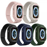 Apple Watch 44/45mm Armbånd med Deksel Silikon Magnetlukking Rosa
