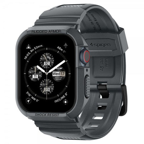 Spigen Apple Watch 44/45mm Armbånd og Deksel Rugged Armor Pro Dark Gray