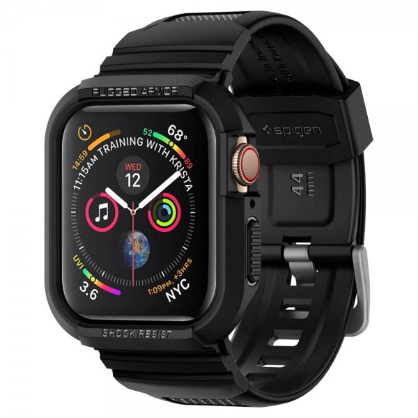 Spigen Apple Watch 44/45mm Deksel med Armbånd Rugged Armor Pro Charcoal Grey