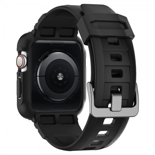Spigen Apple Watch 44/45mm Deksel med Armbånd Rugged Armor Pro Svart